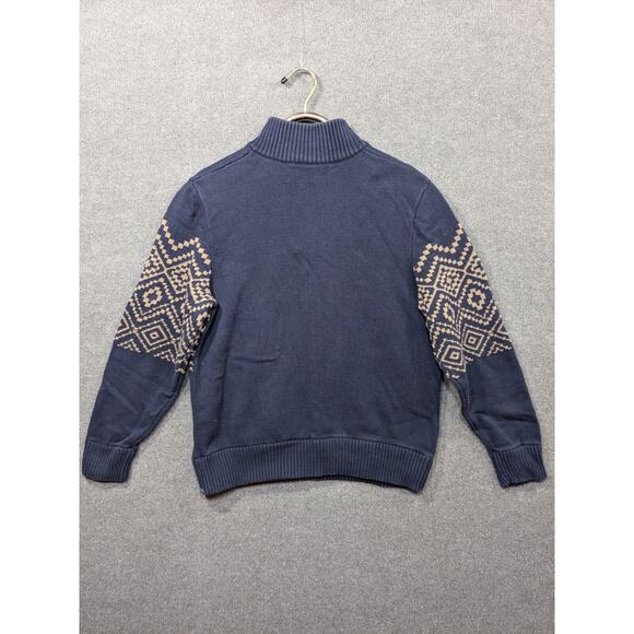 Vtg Eddie Bauer Sweater Mens Large Geometric Winter Cotton 1/4 Zip Pullover Y2K - Picture 5 of 10